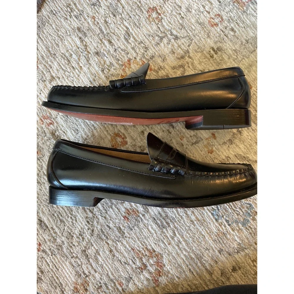 GH Bass Weejuns Larson Black Polished Leather Penny Loafers Mens 10.5D BAZ1W002